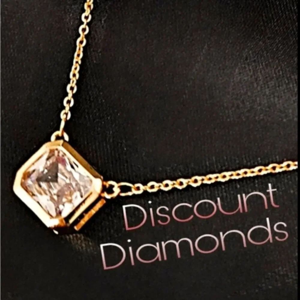 Clear White 2.50 Ct. Emerald Cut Diamond Pendant Necklace on 925  Silver